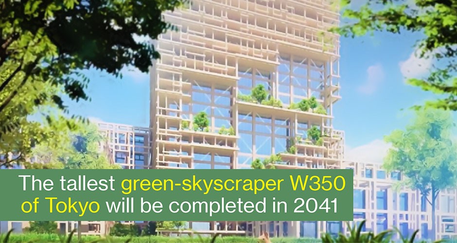 The tallest green-skyscraper W350 of Tokyo will be completed in 2041